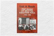 A red book cover with black and white images of The Beatles and The Rolling Stones and text "Let it Rock: Pop Music at Bristol Beacon"