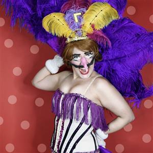 Feathered character burlesque dancer