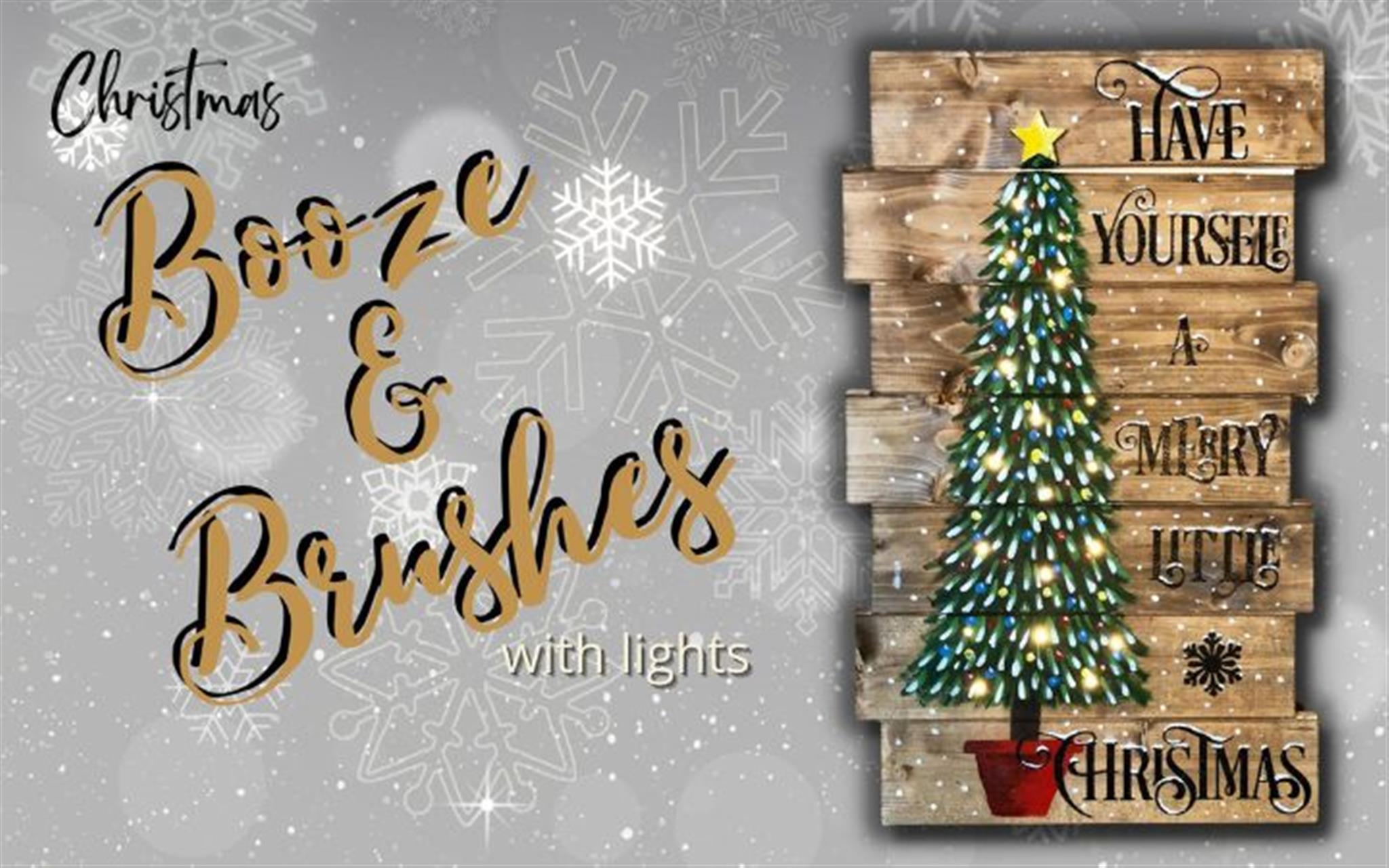 Booze & Brushes - Christmas Tree Pallet