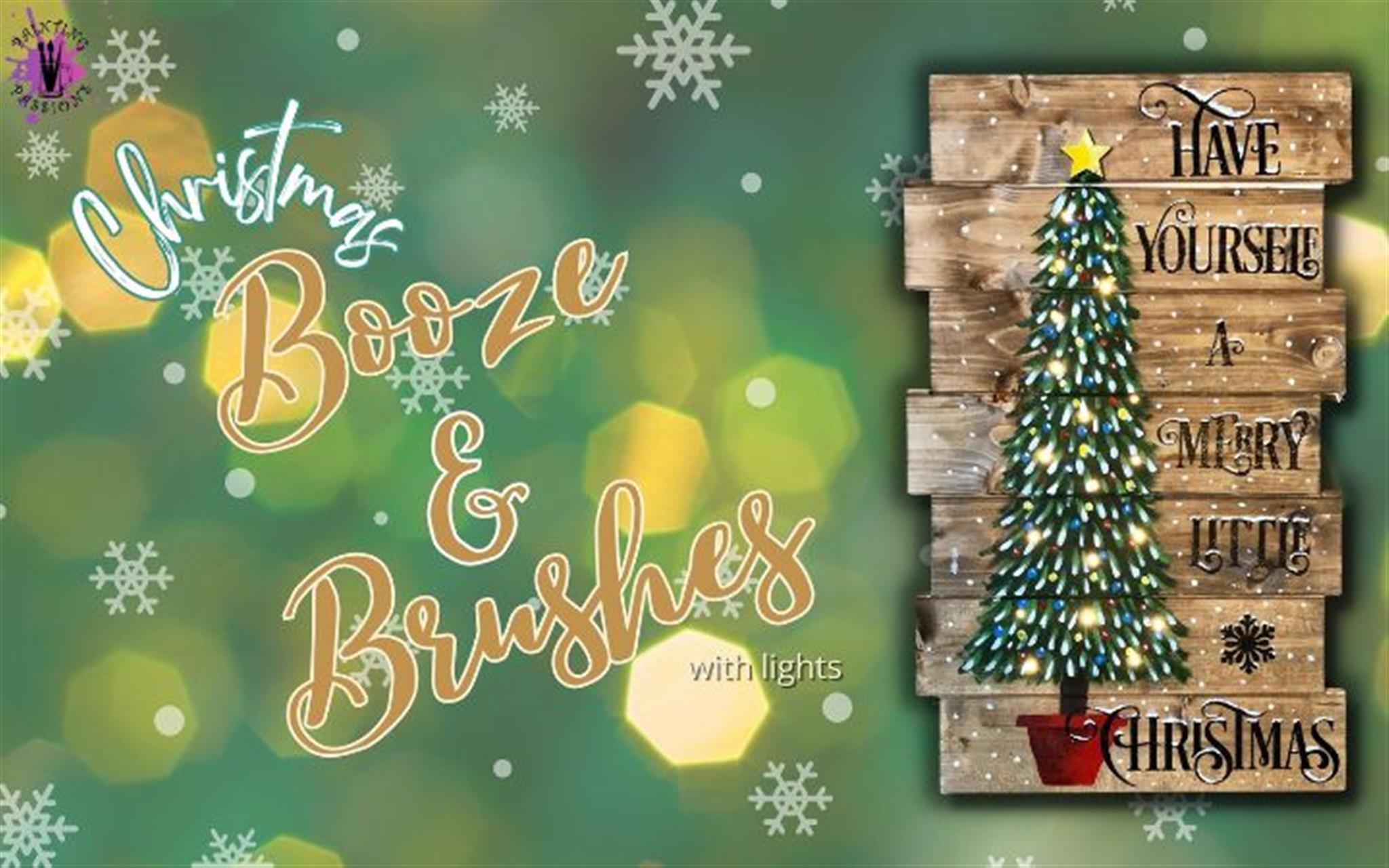 Christmas Booze & Brushes  Christmas Tree Pallet image