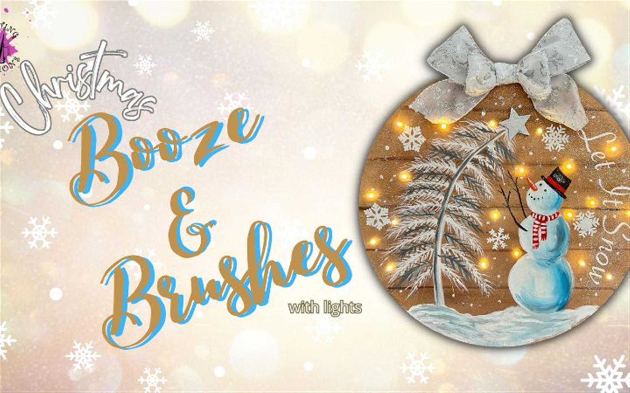 Christmas Booze & Brushes  Snowman Wreath image